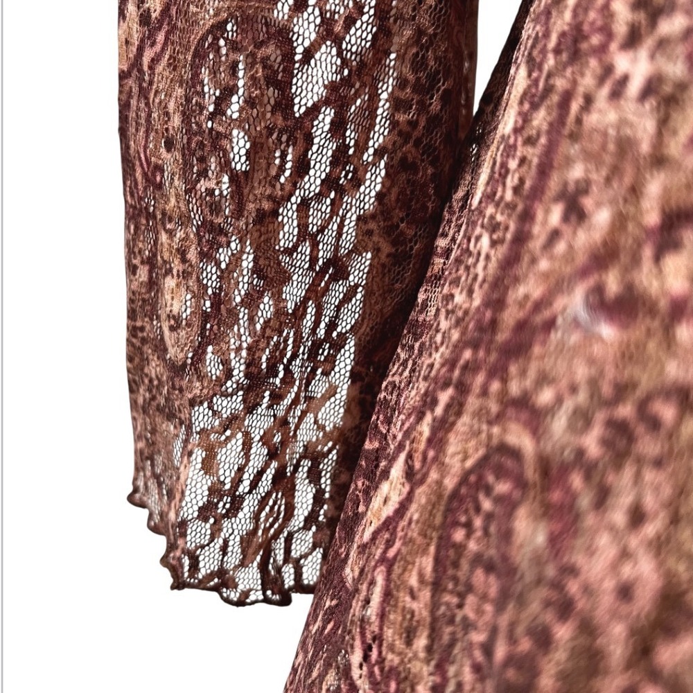 Vtg 90s Bisou Bisou Paisley Lace‎ Bell Sleeve Top Boho S Whitchy Whimsygoth USA - Picture 8 of 17